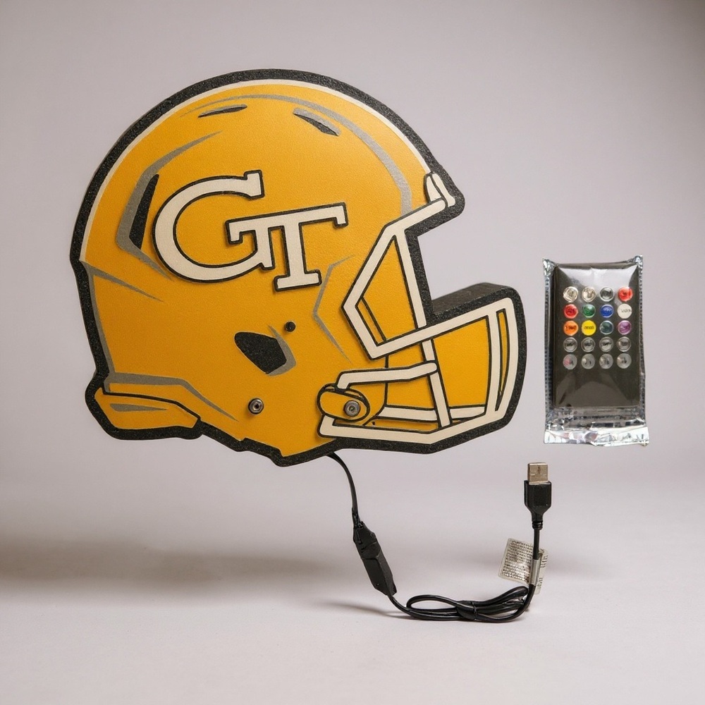 Georgia Tech Helmet Lightbox 3D Printed LED with Remote Control, USB Powered